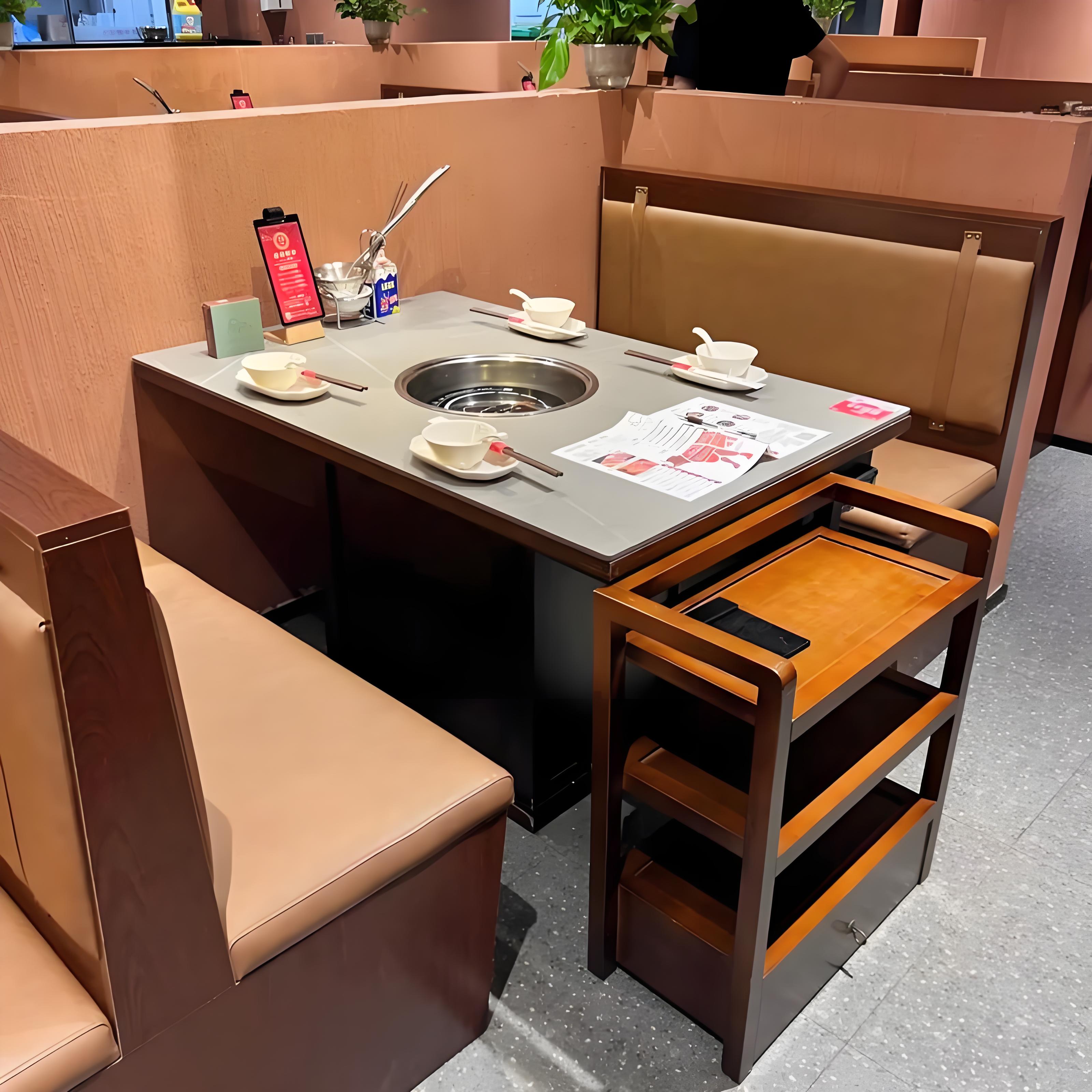 张掖市无烟净化灶台旋转火锅桌 - 方案